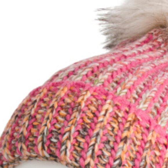 NEW STILESTRO Made In Italy Vertical Striped Beanie fuchsia for women 163tn - Picture 4 of 6